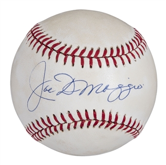 Joe DiMaggio Single Signed OAL Brown Baseball (PSA/DNA)